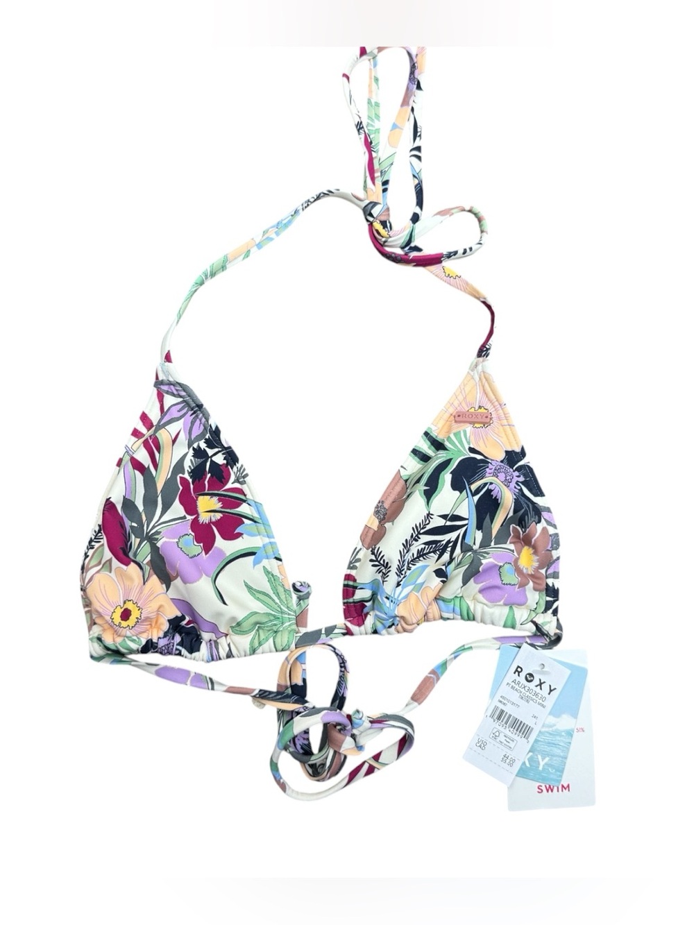 NWT Roxy Beach Classics Tiki Tri Bikini Top L